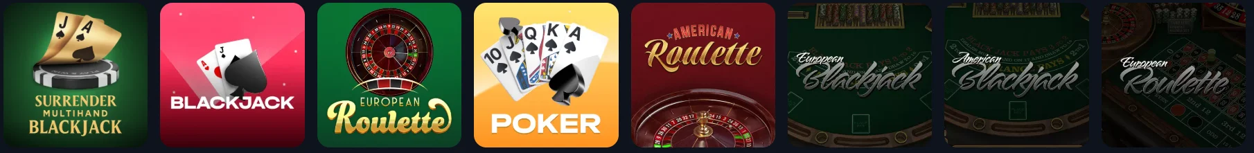 Winorio Casino Tischspiele